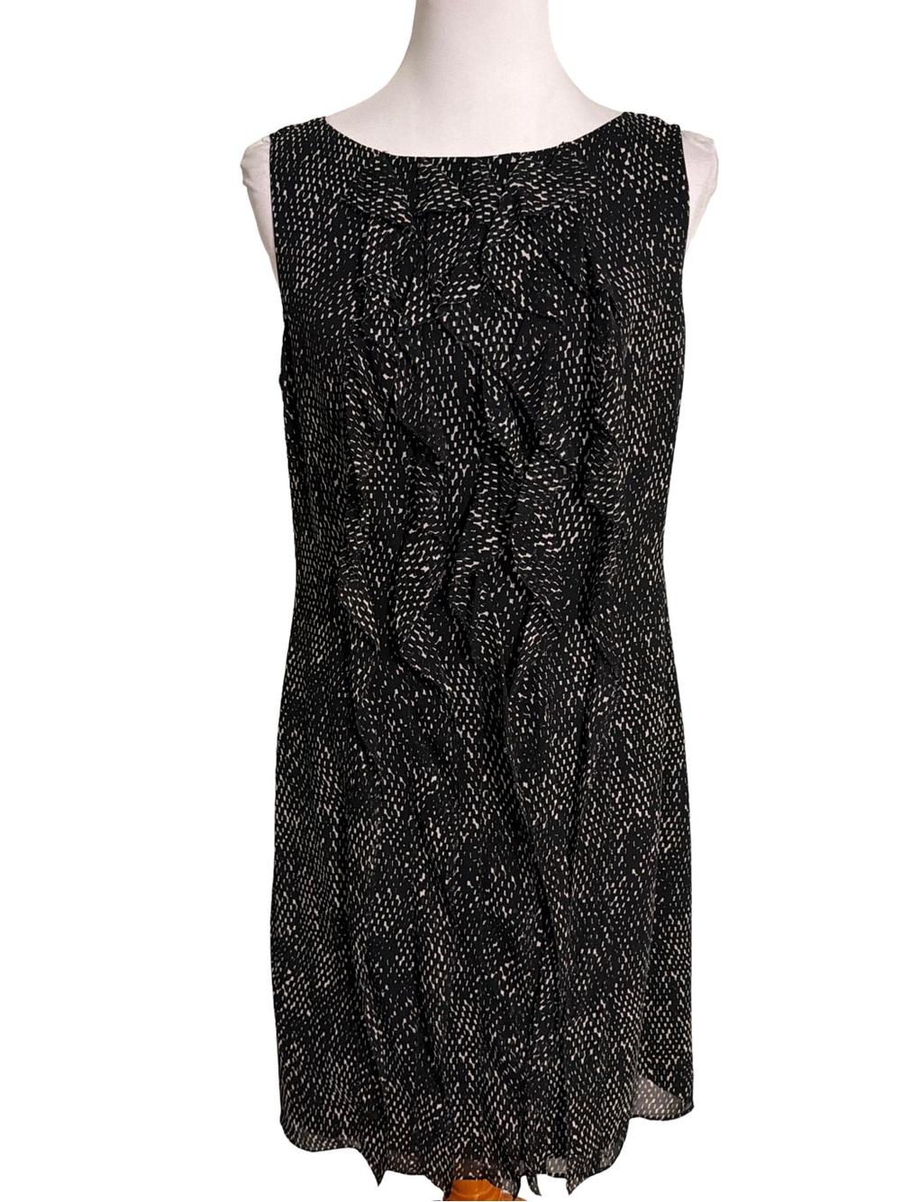 Ann Taylor Black White Silk Sleeveless Midi Dress